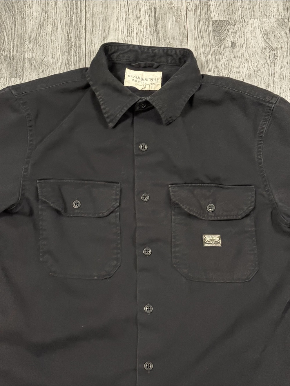 Denim & Supply Ralph Lauren Black Short-Sleeve Button-Front Shirt Jacket - Picture 4 of 9